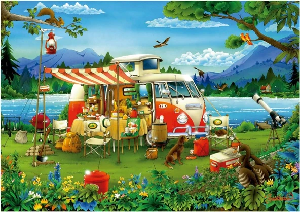 Educa 1000 Parça Harika Kamp Tatili Puzzle - 19922 - Camping Holiday - 2