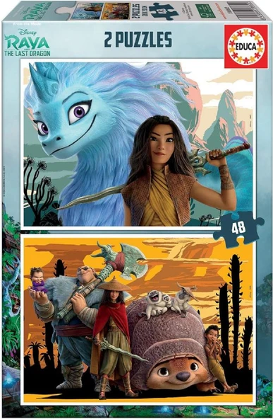 Educa 2x48 Parçalık İkili 4-6 Yaş Çocuk Puzzle - Raya ve Son Ejderha (The Last Dragon) - Kız Çocuk