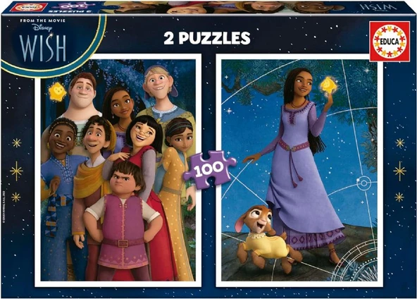 Educa 2x100 Parça Disney Wish Kız ve ErkekÇocuk Puzzle/Yapboz - 6-8 Yaş