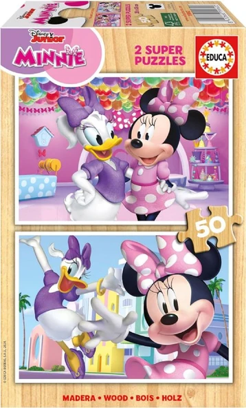 Educa 2x50 Parça Kız Çocuk Disney Minnie MOuse Puzzle/Yapboz - 4-6 Yaş