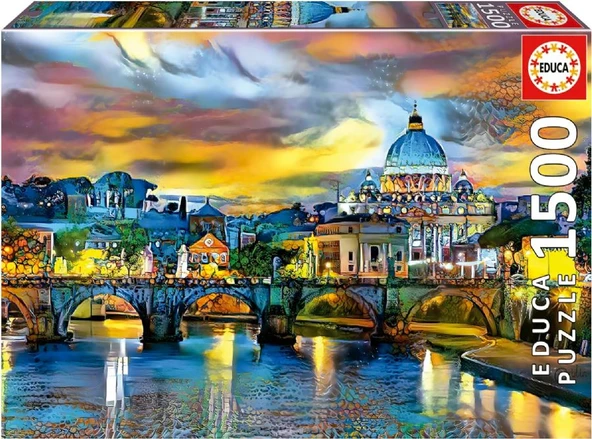 Educa 1500 Parça Aziz Petrus Bazilikası ve Sant'Angelo Köprüsü - 19617 - Resim 2