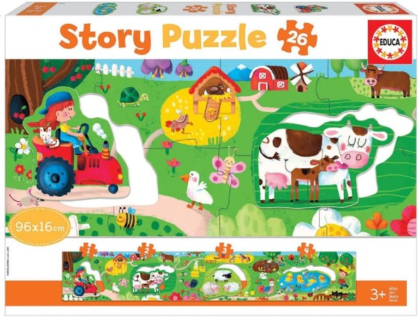 Educa 26 Parça Çiftlik Hikaye ve Sayılar Puzzle - Panoramik - 3-5 Yaş
