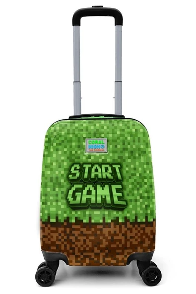 Coral High Start Game Baskılı Yeşil Erkek Çocuık Seyahat Tatil Valizi - 16794