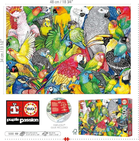Educa 500 Parça Papağanlar / Parrots Puzzle - 19547 - Resim 2