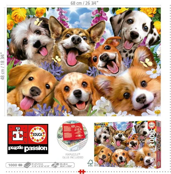 Educa 1000 Parça Yavru Köpek Selfiesi Puzzle - Puppies Selfie Howard Robinson - 19931 - 3