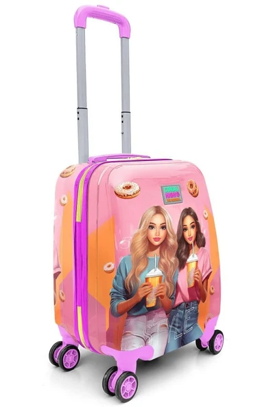 Coral High İki Kız Baskılı Kız Çocuk Pembe Çocuk Valizi - 16790 - 4