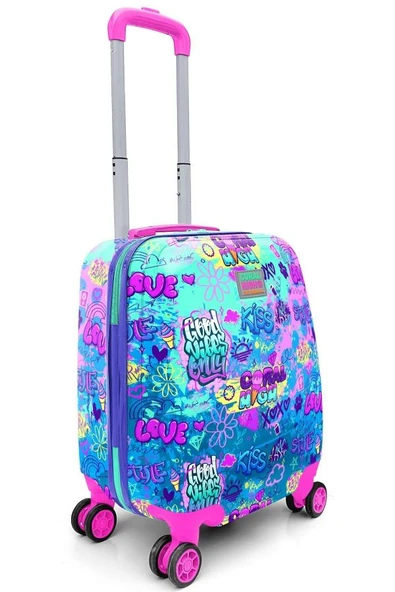 Coral High Kız Çocuk Lavanta Grafiti Baskılı Çocuk Valizi (Kırılmaz ABS)