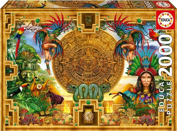 Educa 2000 Parçalı Aztek Maya Montajı Puzzle - 19565 - Aztec Mayan Montage - Resim 2
