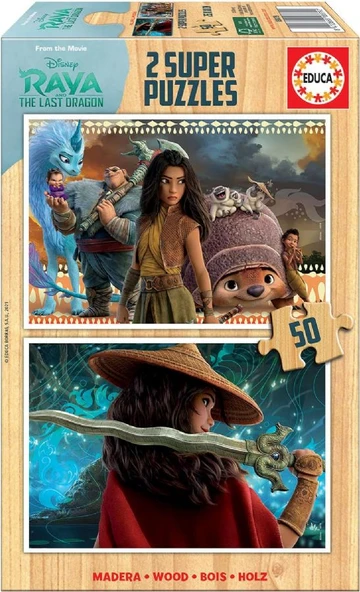 Educa 2x50 Parça Raya ve The Last Dragon Ahşap Çocuk Puzzle - 4-6 Yaş ürün görseli