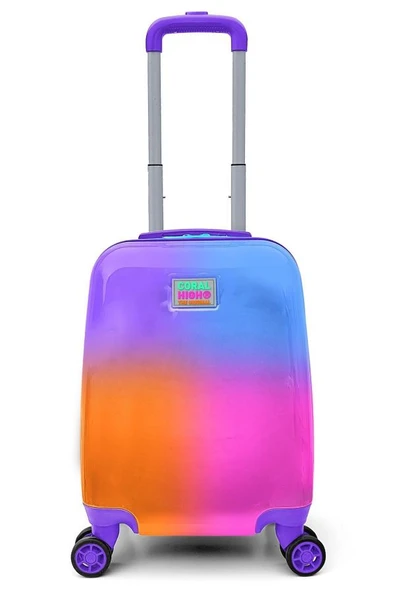 Coral High Mor Turuncu Pembe Ren Geçişli Mini Kabin Boy Çocuk ve Yetişkin Valizi - 16791