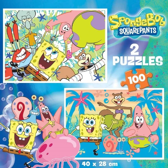 Educa 2x100 Parça Sünger Bob Çocuk Puzzle - Erkek Çocuk - 6-8 Yaş - 2