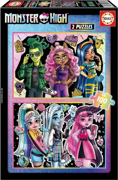 Educa 2x100 Parça Monster High Kız Çocuk Puzzle/Yapboz - 6-8 Yaş