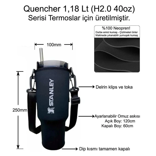 Stanley Neopren Termos Kılıfı ve Omuz Askısı 1.18 Lt Quencher Pipetli - 3