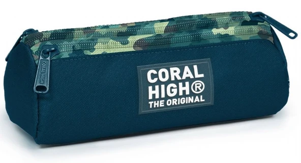 Coral High Üç Gözlü Okul Kalem Çantası - Kız Çocuk - Koyu Yeşil