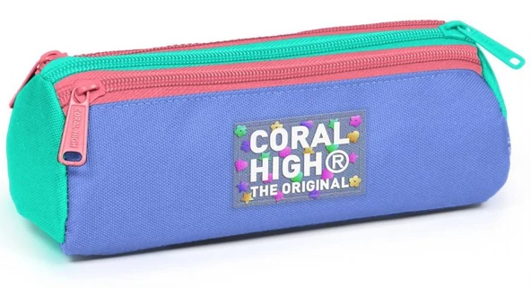 Coral High Üç Gözlü Okul Kalem Çantası - Kız ve Erkek Çocuk - Yeşil Mavi ürün görseli