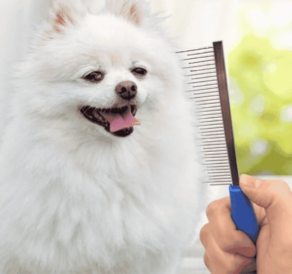 Tüy Açıcı Kedi Köpek Metal Dişli Evcil Hayvan Bakım Fırçası+ Kendini Temizleyen Bakım Tarağı - 3
