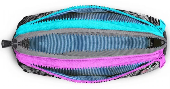 Coral High Üç Gözlü Okul Kalem Çantası - Kız Çocuk - Gri Pembe Kedi - Resim 3