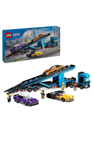 ® City Spor Arabalı Araç Taşıma Kamyonu 60408 - 7+ Yaratıcı Oyuncak Yapım Seti (998 Parça)