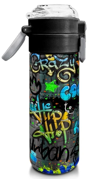 Coral High Çelik Matara Termos/Suluk 31972 - 500ml, Erkek Çocuk - Siyah Mavi Grafiti Desenli - Resim 3