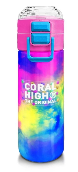 Coral High Kız Çocuk 500 ml Okul ve Günlük Paslanmaz Çelik Termos - Çok Renkli Batik - Sızdırmaz