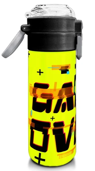 Coral High 500 ml Paslanmaz Çelik Okul Termosu/Suluk/Matara - Erkek Çocuk - Siyah Neon Sarı Game Over Desenli - Sızdırma Yapmaz - Resim 3