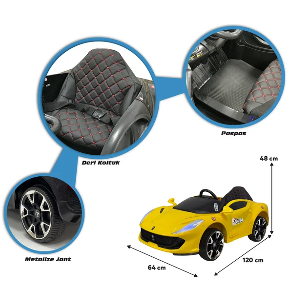 Favori Uzaktan Kumandalı 4X2 12 VOLT Sarı Gt Akülü Araba - 6