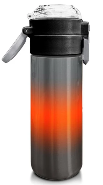 Coral High 500 ml Gri Turuncu Renk Geçişli - Erkek Çocuk Paslanmaz Çelik Okul Termosu/Suluk/Matara - 3