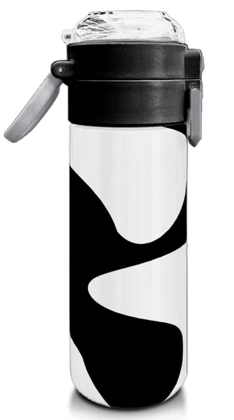 Coral High 500 ml Paslanmaz Çelik Okul Termosu/Suluk/Matara - Erkek Çocuk - Siyah Beyaz Desenli  - Sızdırma Yapmaz - Resim 3