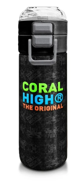 Coral High 500 ml Paslanmaz Çelik Okul Termosu/Suluk/Matara - Erkek Çocuk - Siyah Drone Desenli  - Sızdırma Yapmaz