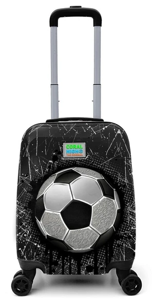 Coral High Siyah Basketbol Baskılı Tekerlekli Erkek Çocuk Mini Kabin Boy Valiz - 3