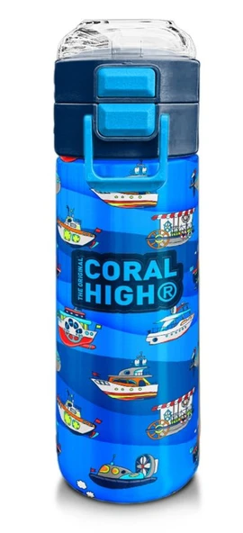Coral High Çelik Matara Termos/Suluk 31973 - 500ml, Lacivert Mavi Gemi Desenli - Erkek Çocuk ürün görseli
