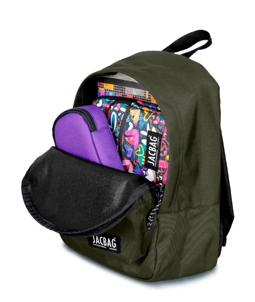 Jacbag Classic Kids - İki Bölmeli Ufak Günlük Haki Sırt Çantası - Jac-34 - Erkek - Resim 3