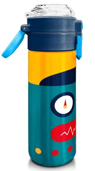 Coral High 500 ml Lacivert Çivit Robot Desenli - Erkek Çocuk Paslanmaz Çelik Okul Termosu/Suluk/Matara - 3