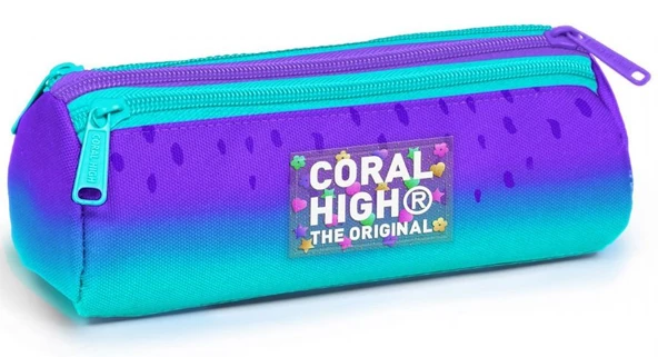 Coral High Üç Gözlü Okul Kalem Çantası - Kız Çocuk - Mor Turkuaz ürün görseli