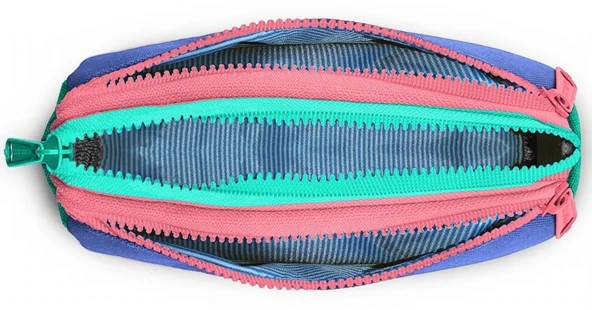 Coral High Üç Gözlü Okul Kalem Çantası - Kız ve Erkek Çocuk - Yeşil Mavi - Resim 3