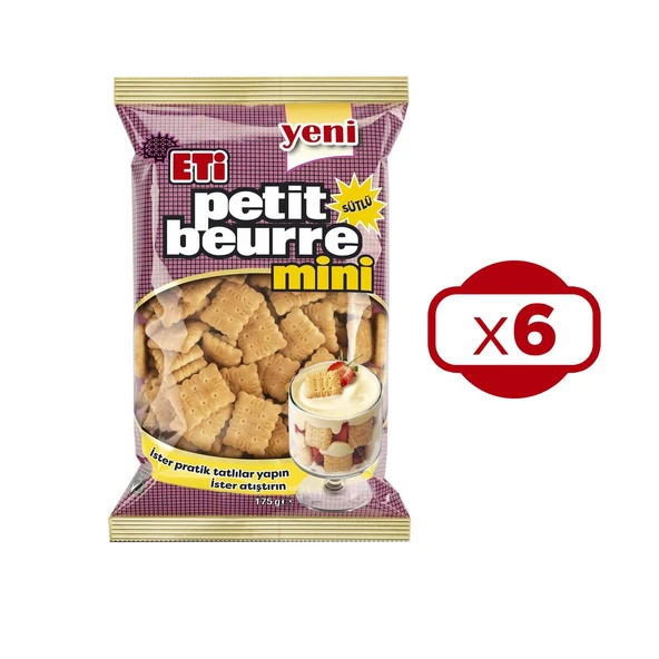 Eti Petit Beurre Mini Bisküvi 175 Gr x 6 Adet