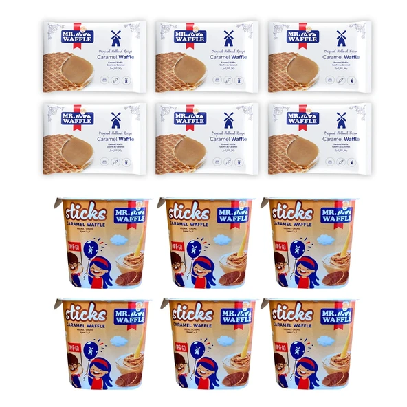 MR.WAFFLE Caramel Waffle 26 gr 6 lı + Stciks 50 gr 6 lı Karma Paket