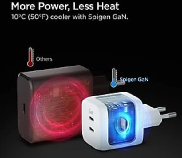 Spigen ArcStation Pro GaN 452 45W 2 Port USB-C Güç Adaptörü Beyaz ACH03717 - 3