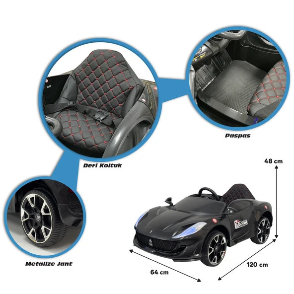 Favori Uzaktan Kumandalı 4X2 12 VOLT Siyah Gt Akülü Araba - 6