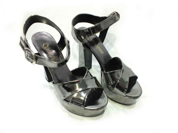 Çarıkçım 12 cm Topuklu Platformlu Kadın Ayakkabı Platin-Ayna 114 85 - 4