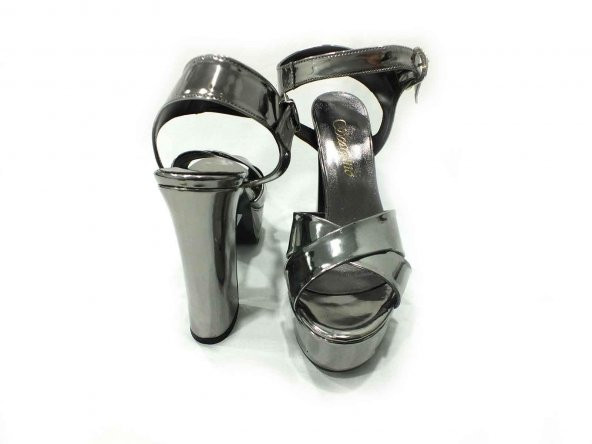 Çarıkçım 12 cm Topuklu Platformlu Kadın Ayakkabı Platin-Ayna 114 85 - 5