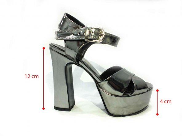 Çarıkçım 12 cm Topuklu Platformlu Kadın Ayakkabı Platin-Ayna 114 85 - 6