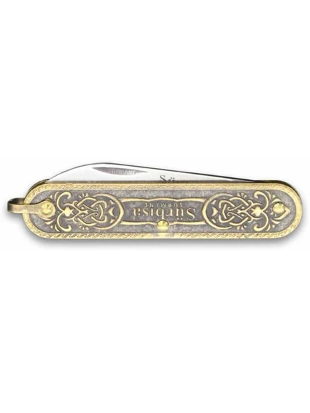 Sürbisa Pirinç İşlemeli Çakı Bıçağı (Tek Bıçaklı) 61803 5.5 cm - 2