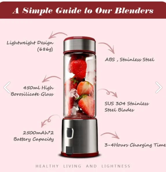 COOK EAT 450 Ml Taşınabilir Metal Kişişel Blender Shake'n Smoothies Blender Keskin Bıçaklı - 2
