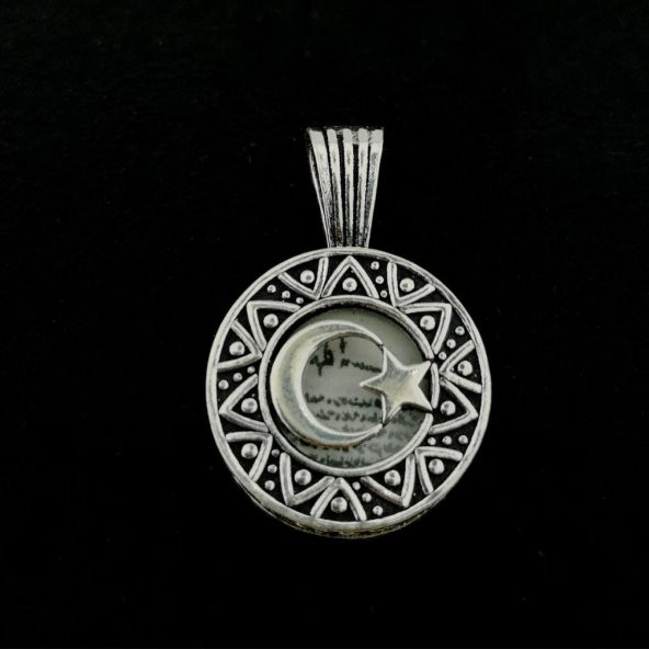 Ayyıldız Tasarımlı Cevşeni Kebir Dua Yazılı 925 Ayar Gümüş Kolye Ucu - 2