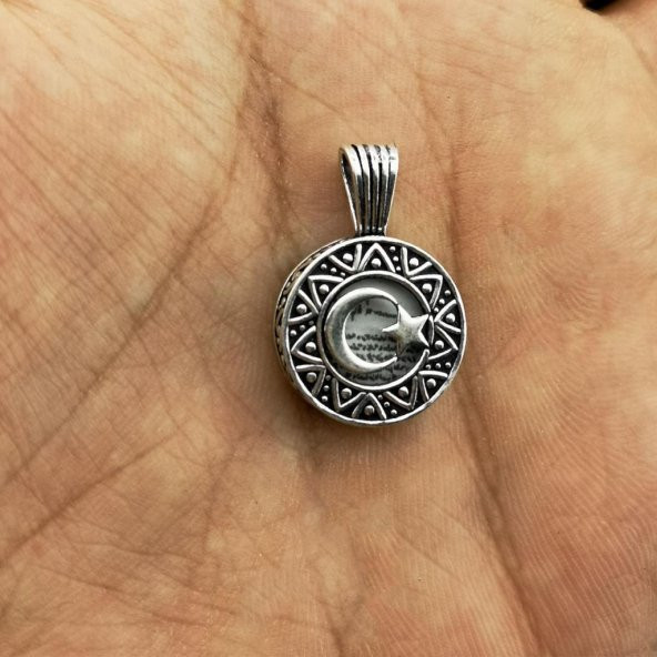 Ayyıldız Tasarımlı Cevşeni Kebir Dua Yazılı 925 Ayar Gümüş Kolye Ucu - 3