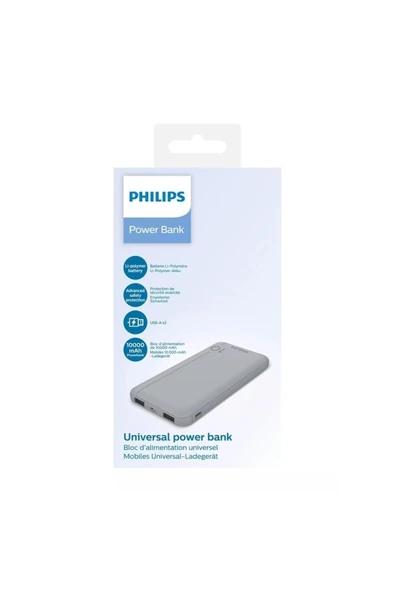Philips Ontech - Dlp1810cv 10.000 Mah Powerbank 2xusb-a 2.1a Usb-c Çıkış Gümüş
