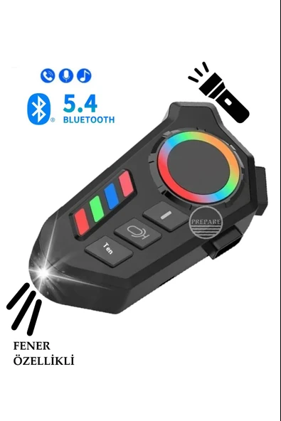Fener Işık Özellikli Kask Kulaklık Su Geçirmez Bluetooth 5.4 Motosiklet Kask Kulaklığı RGB Işıklı