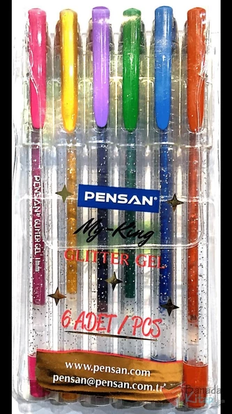Pensan Simli Jel Kalem 6 Karışık Renk