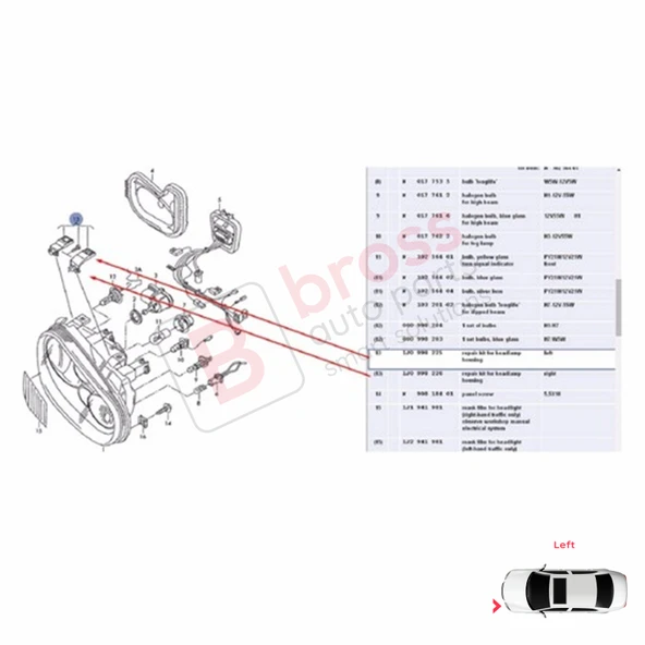 VW Golf MK4 A4 1J HB Sedan Estate 1997-2006 1J0998225 İçin Sol Ön Far Ayak Tamir Seti - Resim 4